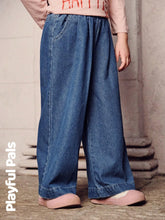 Playful Pals 1 Pc Young Girls Jeans Loose Straight Basic Casual Cute/Vintage/Casual/Outdoor Autumn/Winter/Spring Suitable For School And Outdoor Play